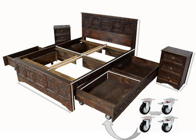 Orient Schlafzimmer Set Holz Doppelbett + 2 Kommoden
