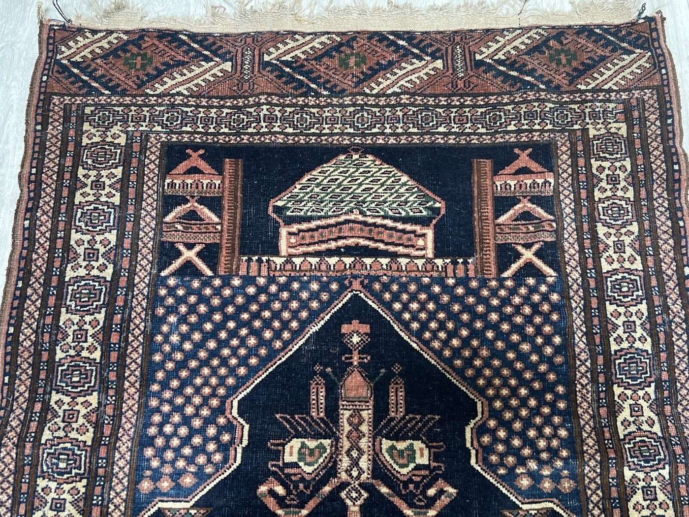 Antiker Islamischer Beshir Wand Gebets Teppich 135 x 85 Teppiche Orientbazar   
