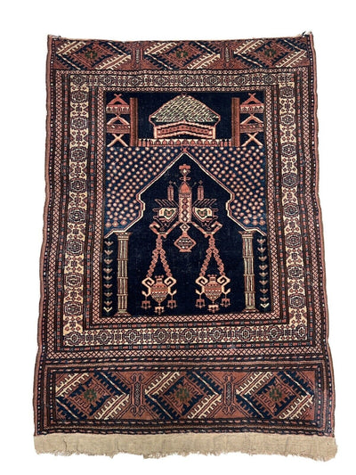 Antiker Islamischer Beshir Wand Gebets Teppich 135 x 85 Teppiche Orientbazar   