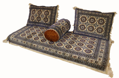 Oriental Seat Cushion Set & Floor Mattress in Beige