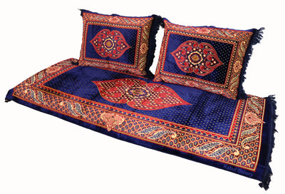 Orientalisches Sitzkissen-Set & Bodenmatratze in Blau