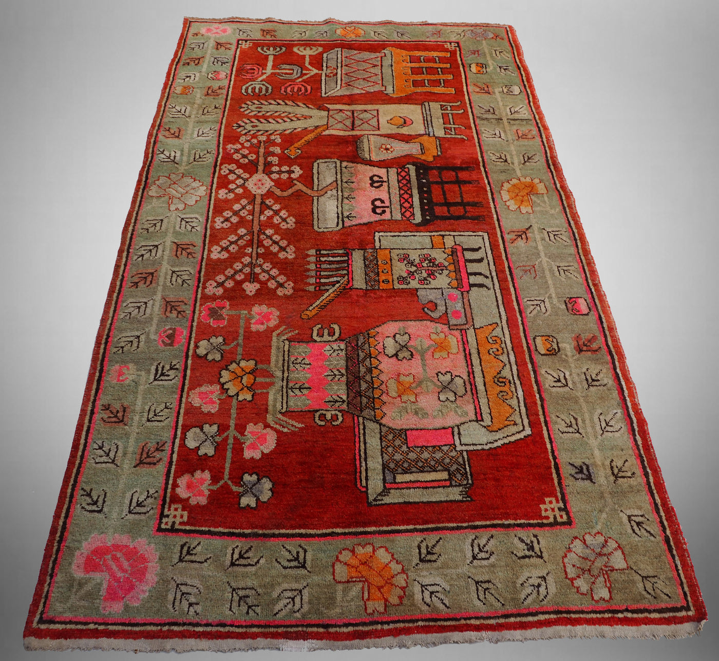 Antik Khotan Samarkand Orientteppich 252 x 146 Teppiche Orientbazar   