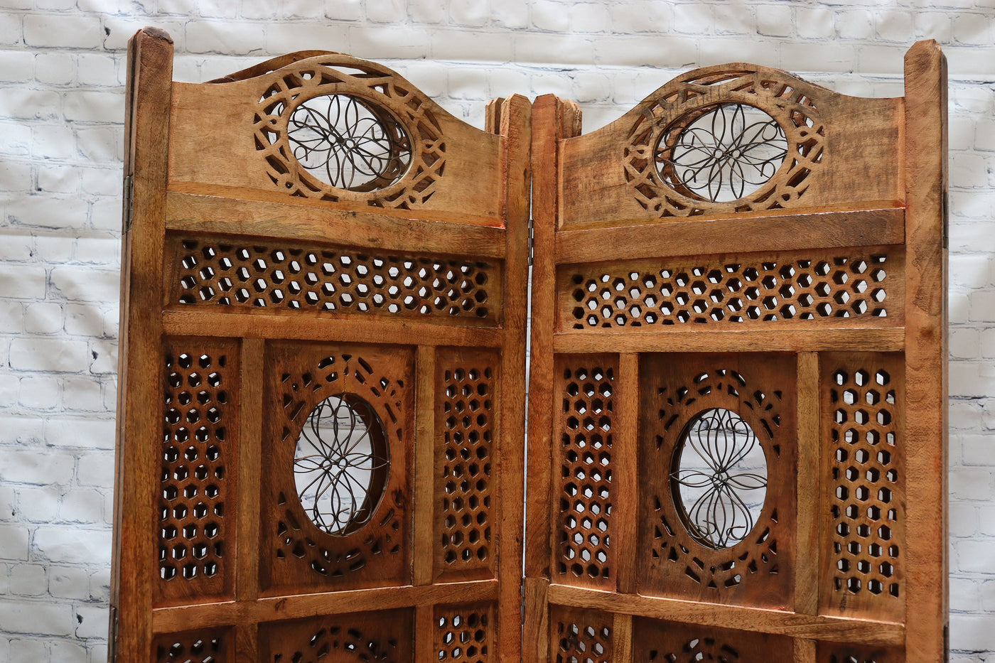 Orientalische Massives Paravent Raumteiler Trennwand mit Messing intarsien B Möbel Orientbazar   
