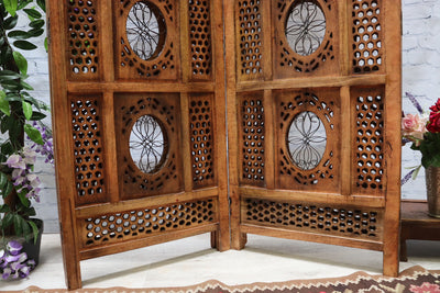 Orientalische Massives Paravent Raumteiler Trennwand mit Messing intarsien B Möbel Orientbazar   