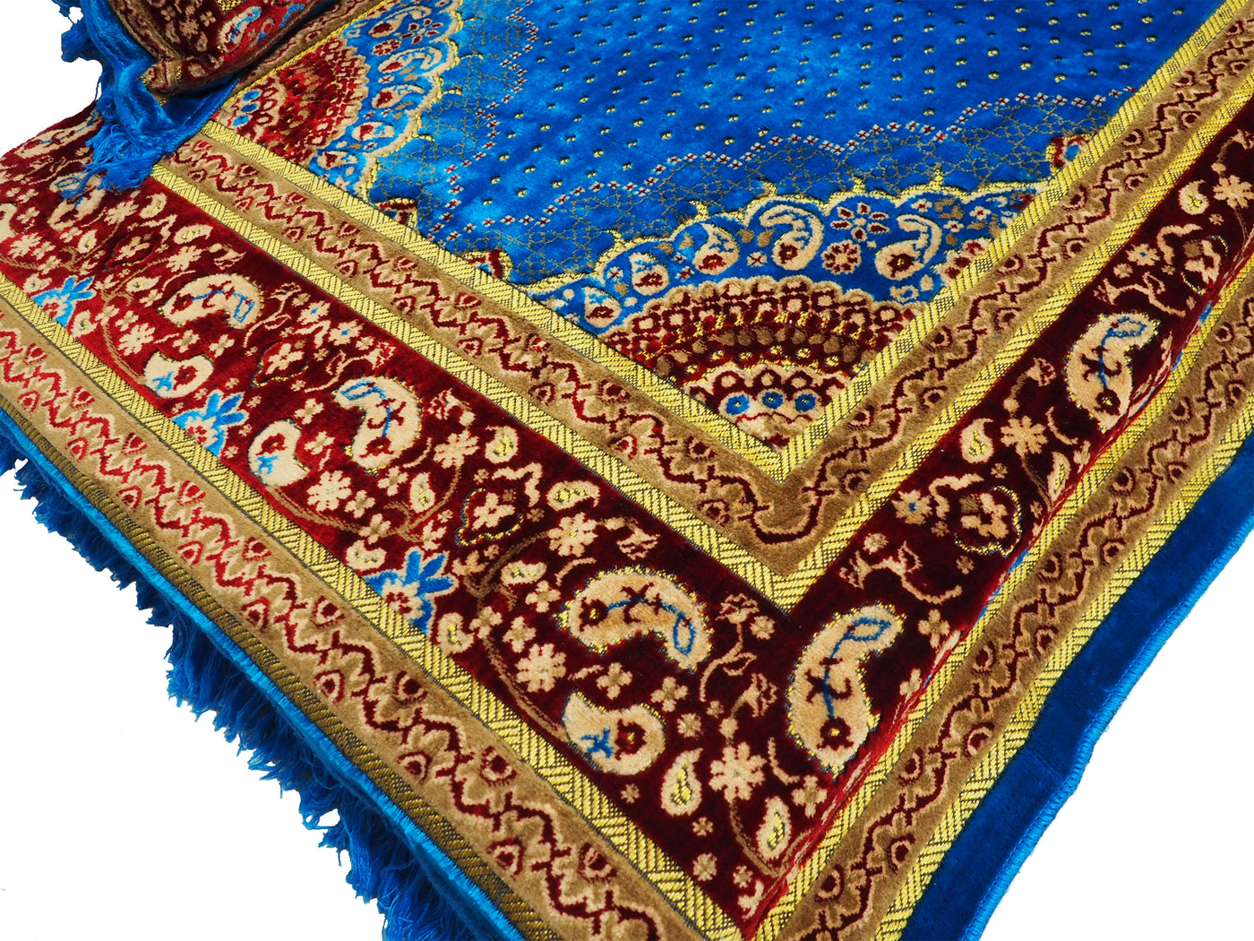 Luxuriöses Matratzen-Teppich + 2 Sitzkissen in Blau Matratzenbezüge Orientbazar   