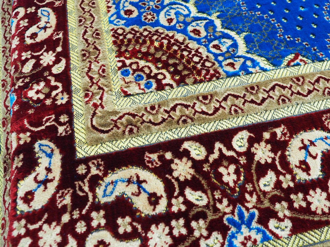 Luxuriöses Matratzen-Teppich + 2 Sitzkissen in Blau Matratzenbezüge Orientbazar   