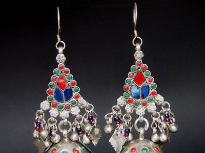 Antike Nomaden Silber Ohrringe aus Afghanistan Ohrringe Orientbazar   