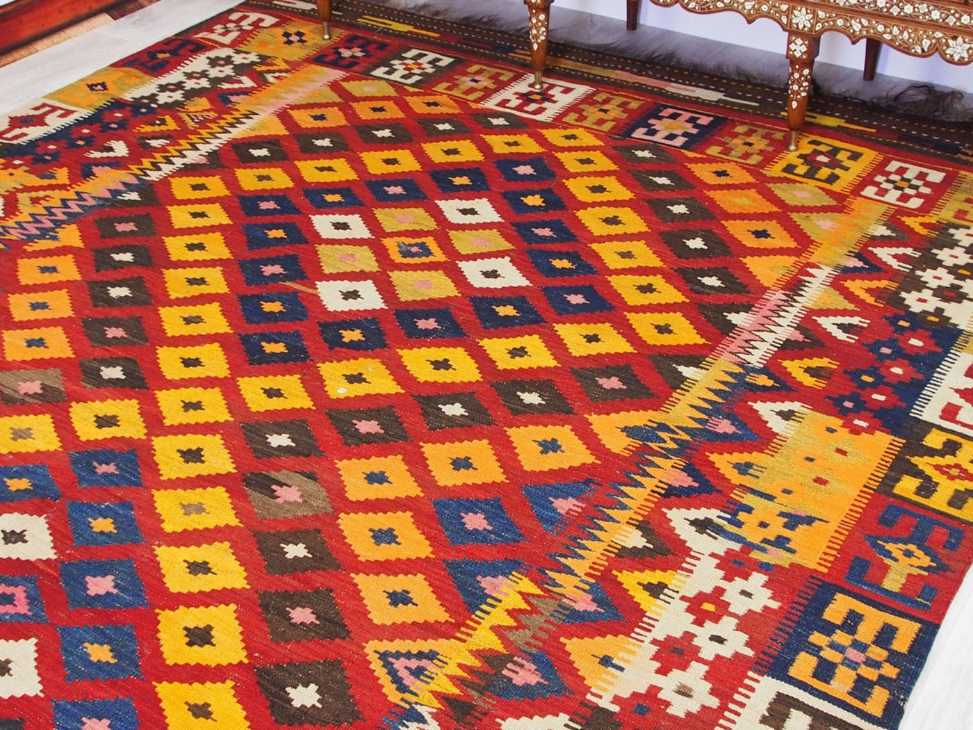 430x220 cm antik orient Teppich Afghan Uzbek Nomaden Planzenfarbe kelim kilim No:16/10  Orientsbazar   
