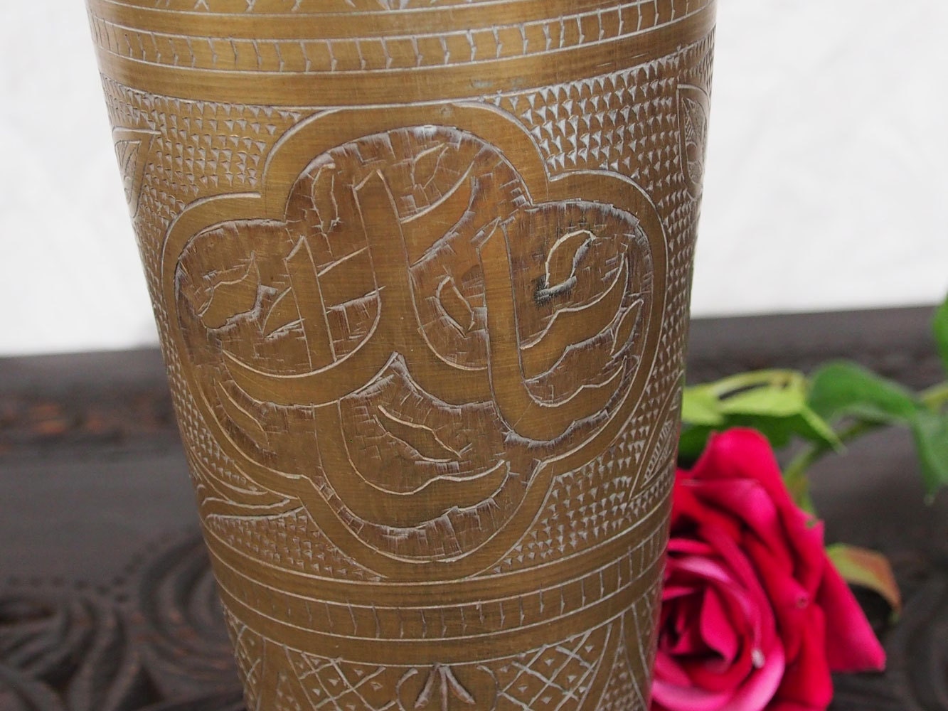risige Antik islamische handgehämmert und handgraviert Orient   massiv messing Blumenvase Becher Nr:16/A  Orientsbazar   