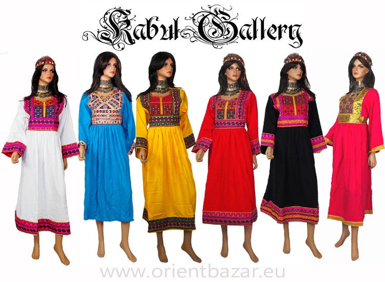 Orient Nomaden kuchi frauen Tracht afghan kleid afghanistan hand bestickte kostüm 6 Farben  Orientsbazar   