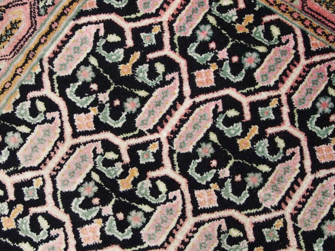 110x97 cm schöne handgeknüpften Kaschmir-Kunstseide floor galerie Läufer Teppich Indien 80 Teppiche Orientsbazar   