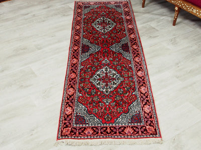 240x78 cm schöne handgeknüpften Kaschmir-Kunstseide floor galerie Läufer Teppich Indien 105 Teppiche Orientsbazar   