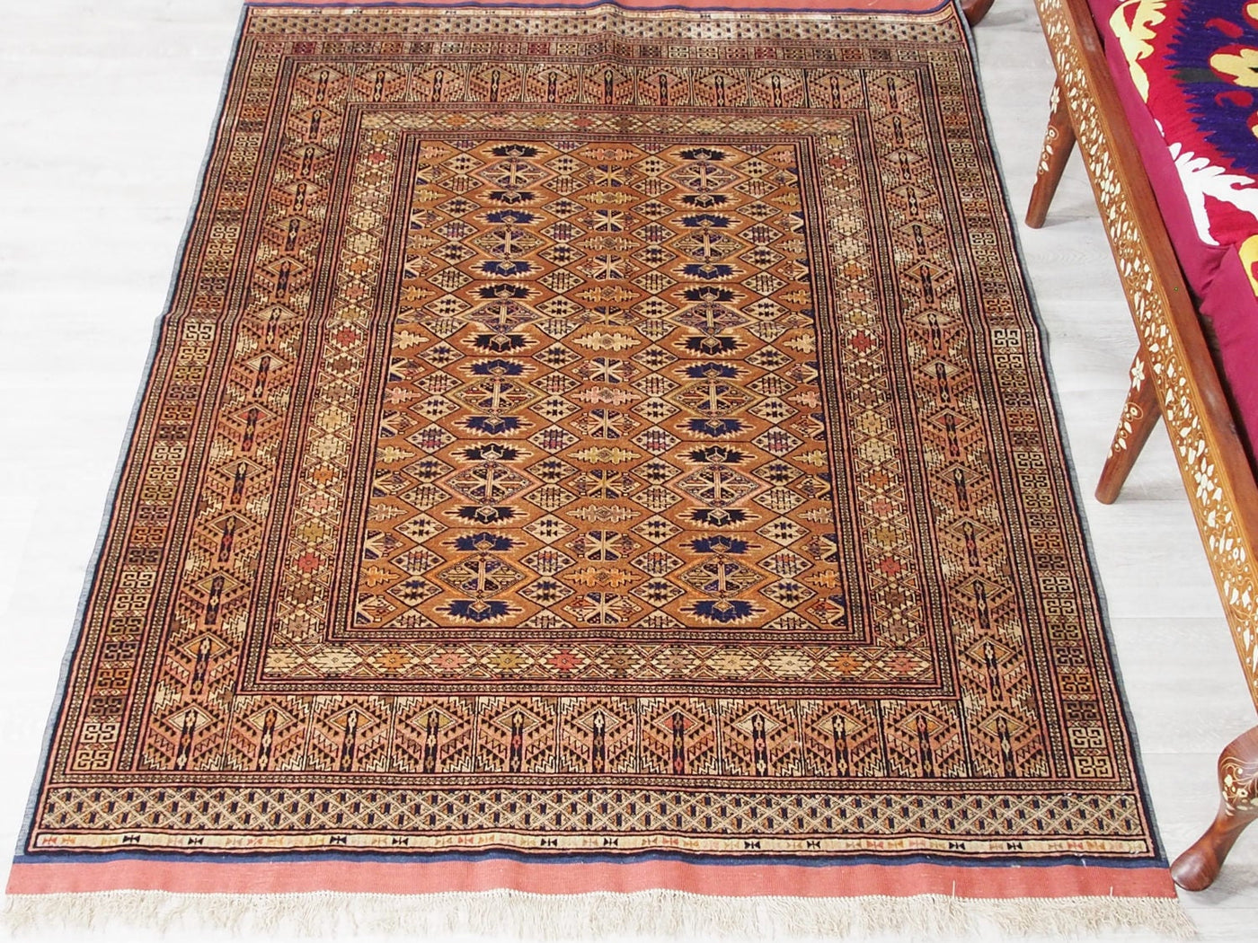 185x125 cm super-feine Qualität Seiden Afghan orientteppich Silk Carpet Nr:86 Teppiche Orientsbazar   