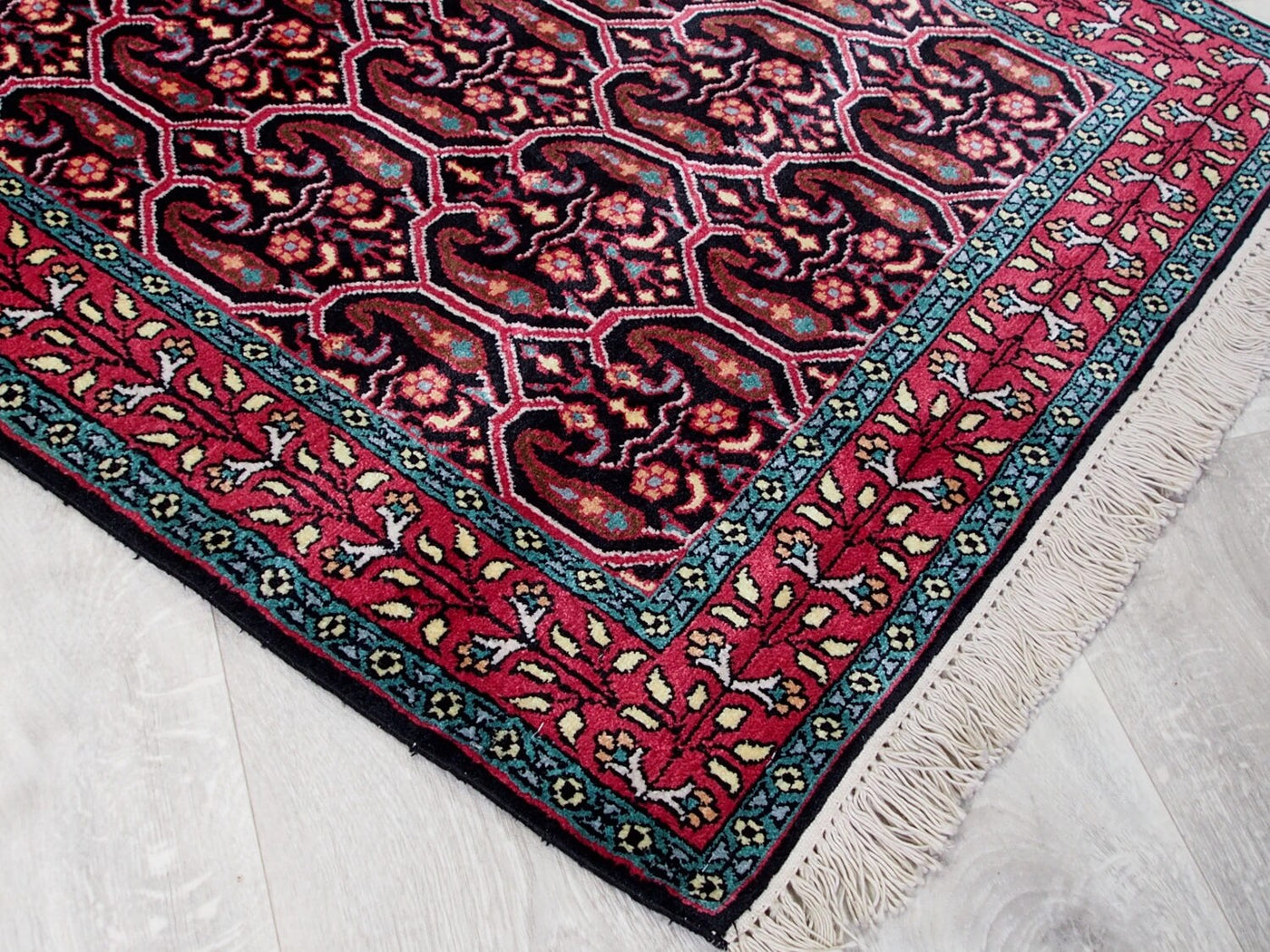 306x78 cm schöne handgeknüpften Kaschmir-Kunstseide floor galerie Läufer Teppich Indien 107  Orientsbazar   