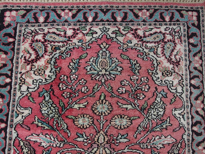 90x65 cm schöne handgeknüpften Kaschmir-Kunstseide floor galerie Läufer Teppich Indien 77  Orientsbazar   
