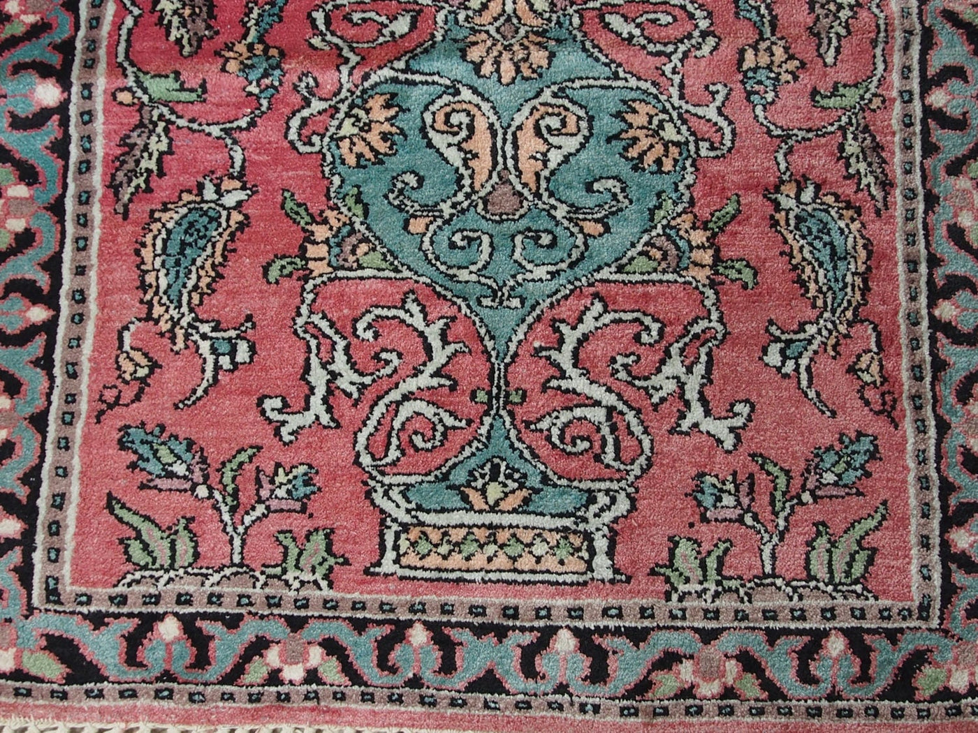 90x65 cm schöne handgeknüpften Kaschmir-Kunstseide floor galerie Läufer Teppich Indien 77  Orientsbazar   