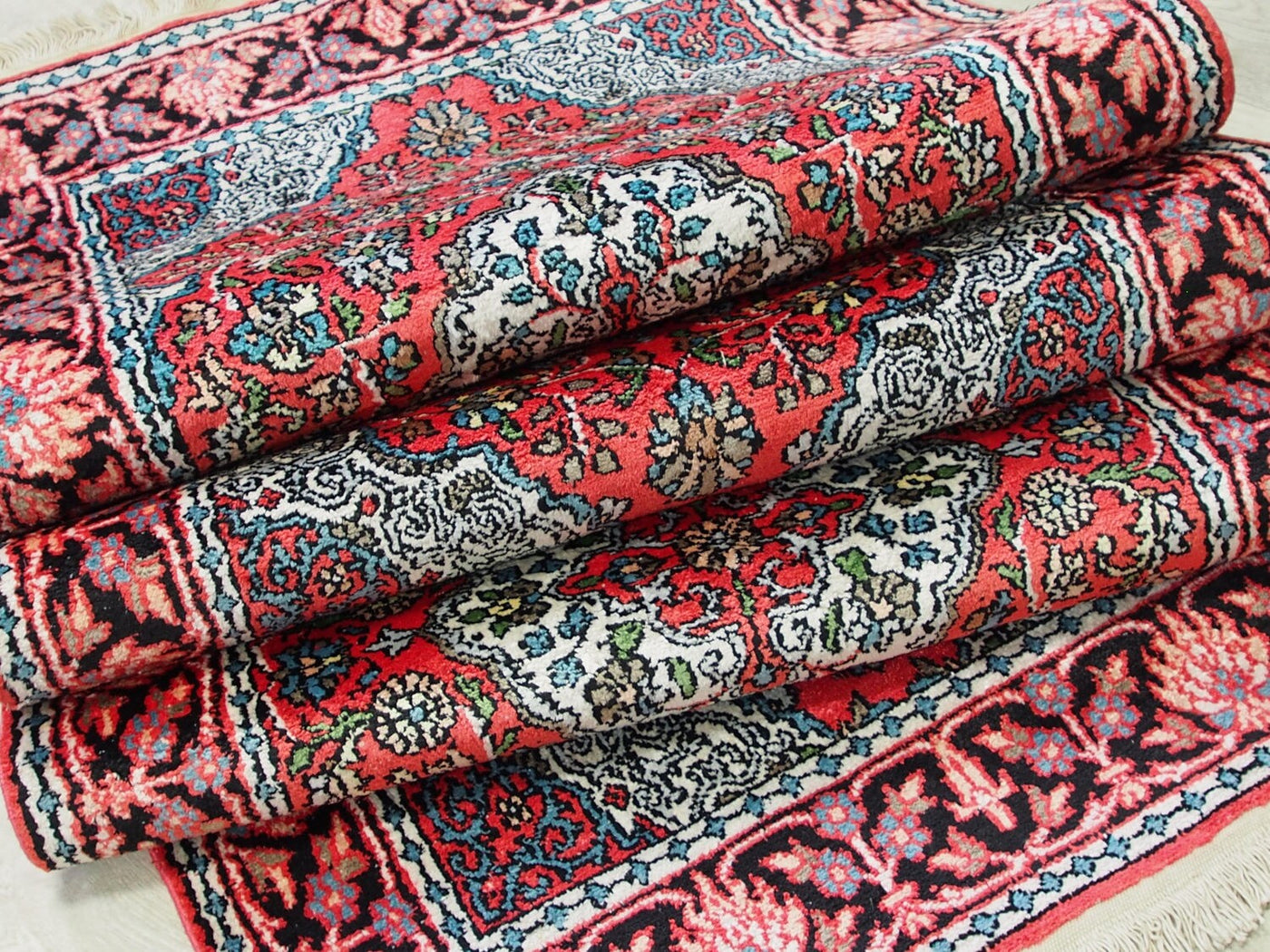 240x78 cm schöne handgeknüpften Kaschmir-Kunstseide floor galerie Läufer Teppich Indien 105 Teppiche Orientsbazar   