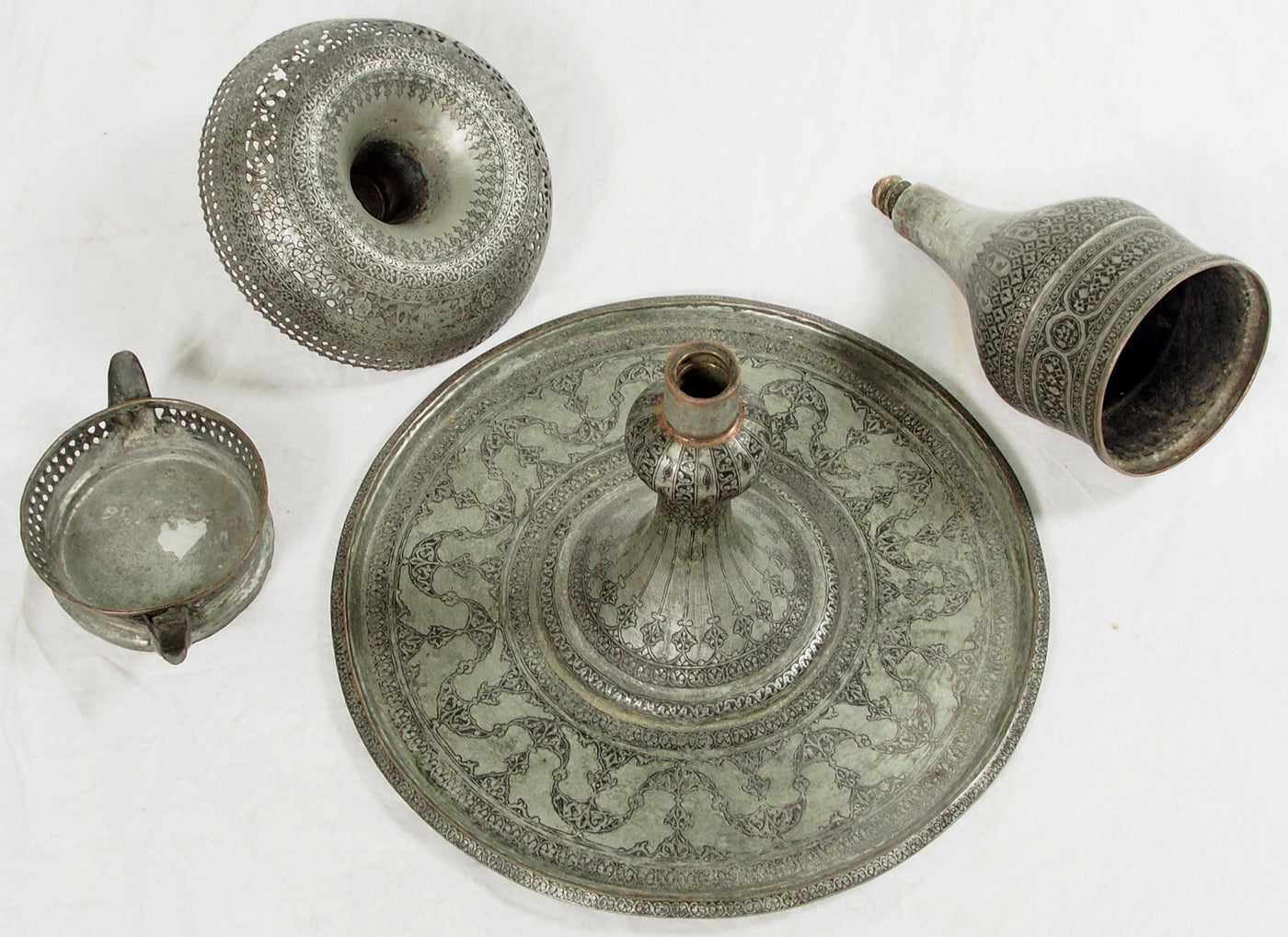 Antik islamische orient Kupfer verzinnt Öllampe Afghanistan  anfang 20  J.h.  Nr:17/125  Orientsbazar   