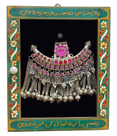 Wandvitrine Hängevitrine Afghanistan mit antike nomaden Schmuck Halskette Orient Geschenk 17/7 halsketten Orientsbazar   