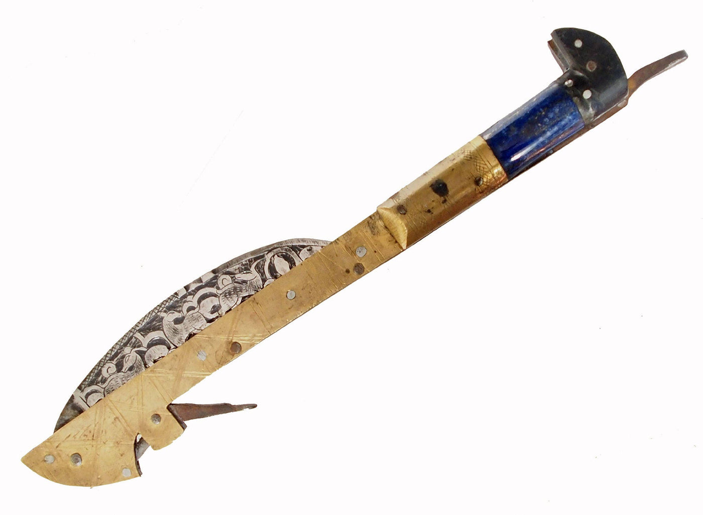 28 cm Messer Dolch choora dagger lohar Khybe messer Klappsense klappmesser Sense mit Lapis Lazuli Griff  aus Afghanistan Pakistan  Nr:17/B  Orientsbazar   