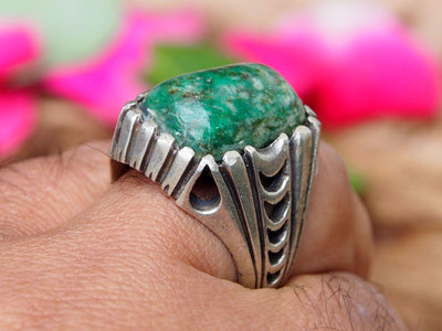 antik orient Massive silber Ring Grün Türkis Afghan statement ring aus Afghanistan Nr-WL-474 Ring Orientsbazar   