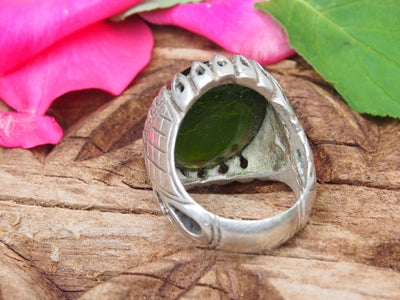 antik silber Afghan ovale Grüner synthetischer Korund kristall ring aus Afghanistan Nr:WL-470 Ring Orientsbazar   