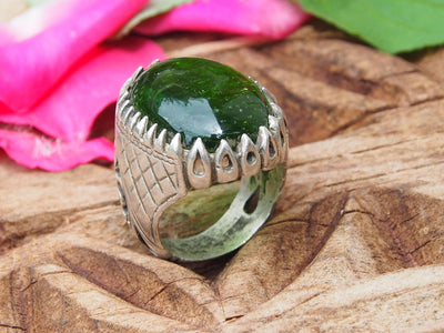 antik silber Afghan ovale Grüner synthetischer Korund kristall ring aus Afghanistan Nr:WL-470 Ring Orientsbazar   