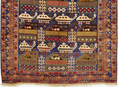 195x111 cm original Afghan beloch nomaden Kriegteppich Bildteppiche von Russische Einmarsch in Afghanistan NR-14/5  Orientsbazar   