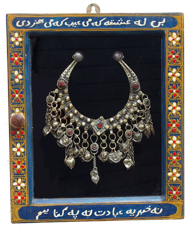 Wandvitrine Hängevitrine Afghanistan mit antike nomaden Schmuck Halskette Orient Geschenk 17/6 halsketten Orientsbazar   