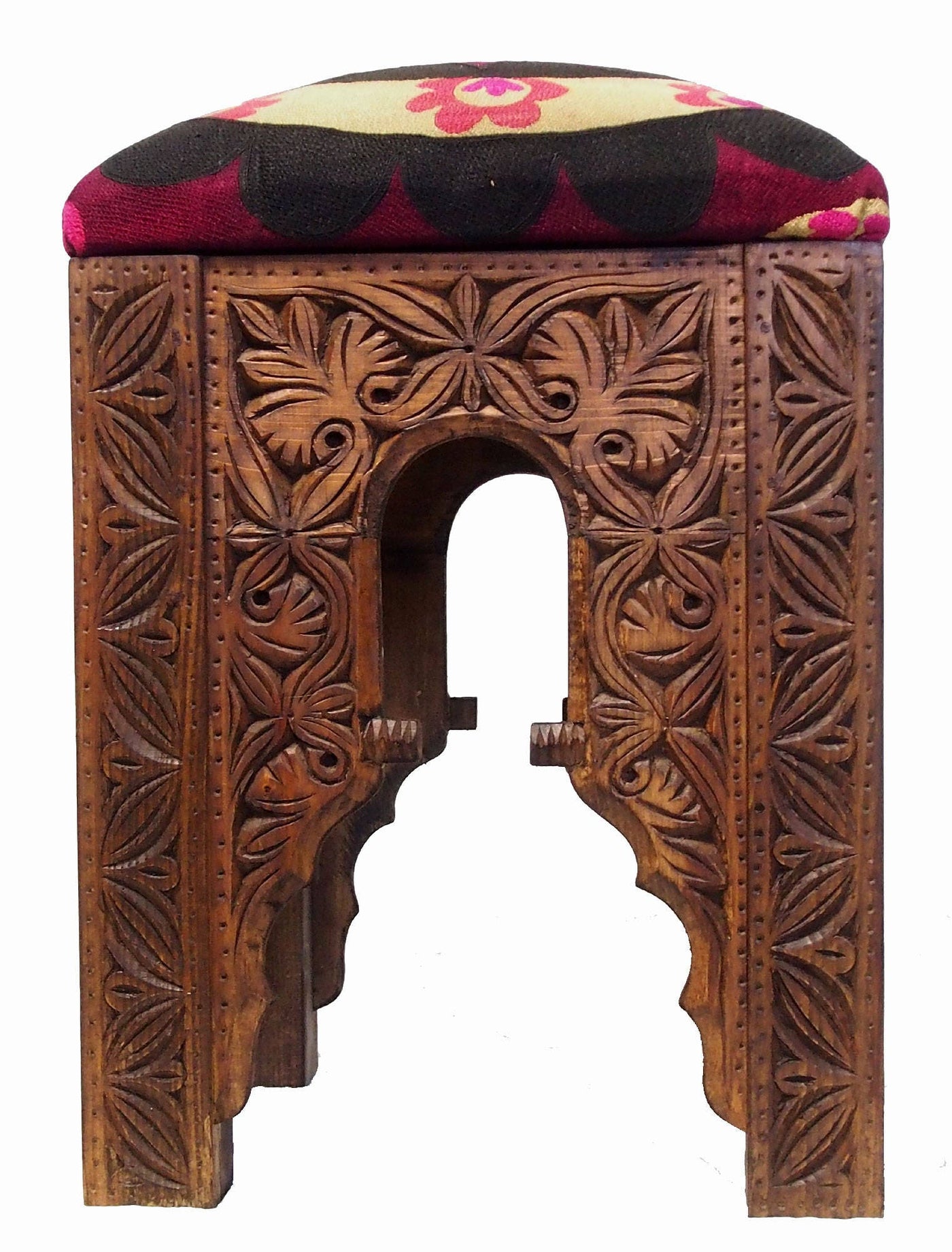 antik-look orientalische luxuriöse  Suzani Hocker Stuhl Sitzhocker Sitzkissen cushion Stool Pouf mit antike Suzani Polsterung Nr:17/A  Orientsbazar   