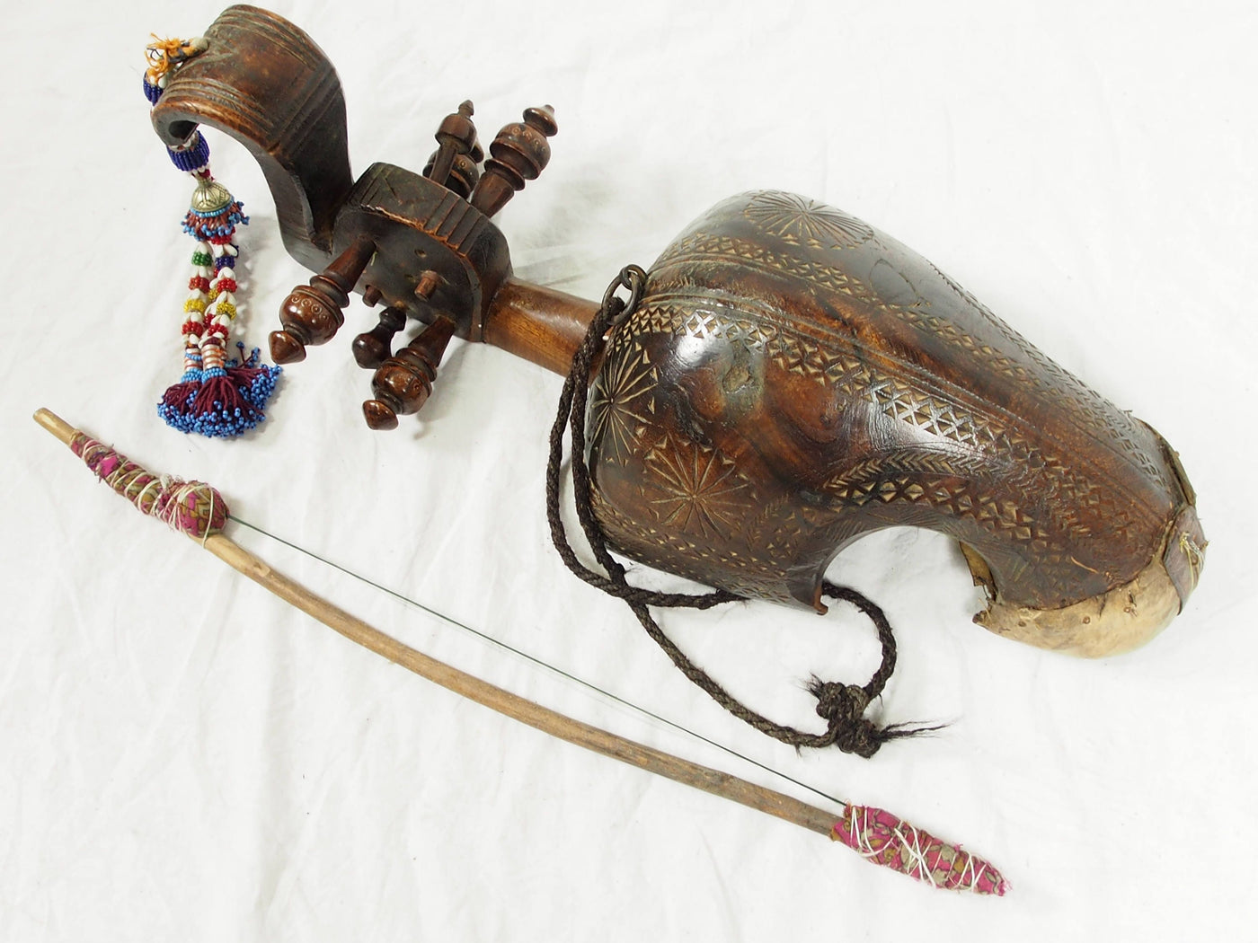 Antik Volksmusik Instrument Sarinda Ghichak Kurzhalsgeige Afghanistan Pakistan HH/1  Orientsbazar   