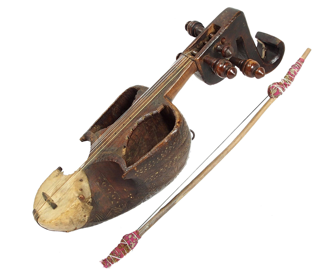 Antik Volksmusik Instrument Sarinda Ghichak Kurzhalsgeige Afghanistan Pakistan HH/1  Orientsbazar   