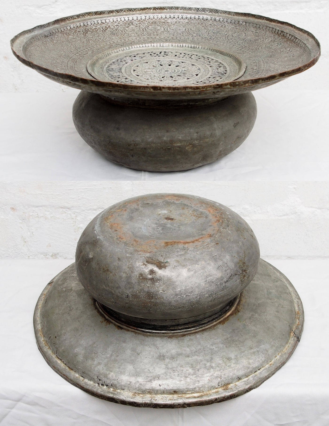 antik Massiv islamische Kupfer zweiteilige Waschgarnitur Kanne und Becken aus Afghanistan Nr:18/A  Orientsbazar   