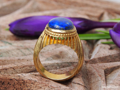 antik orient Massive silber Vergoldet Ring mit Lapis Lazuli statement ring aus Afghanistan Nr-435 Ring Orientsbazar   