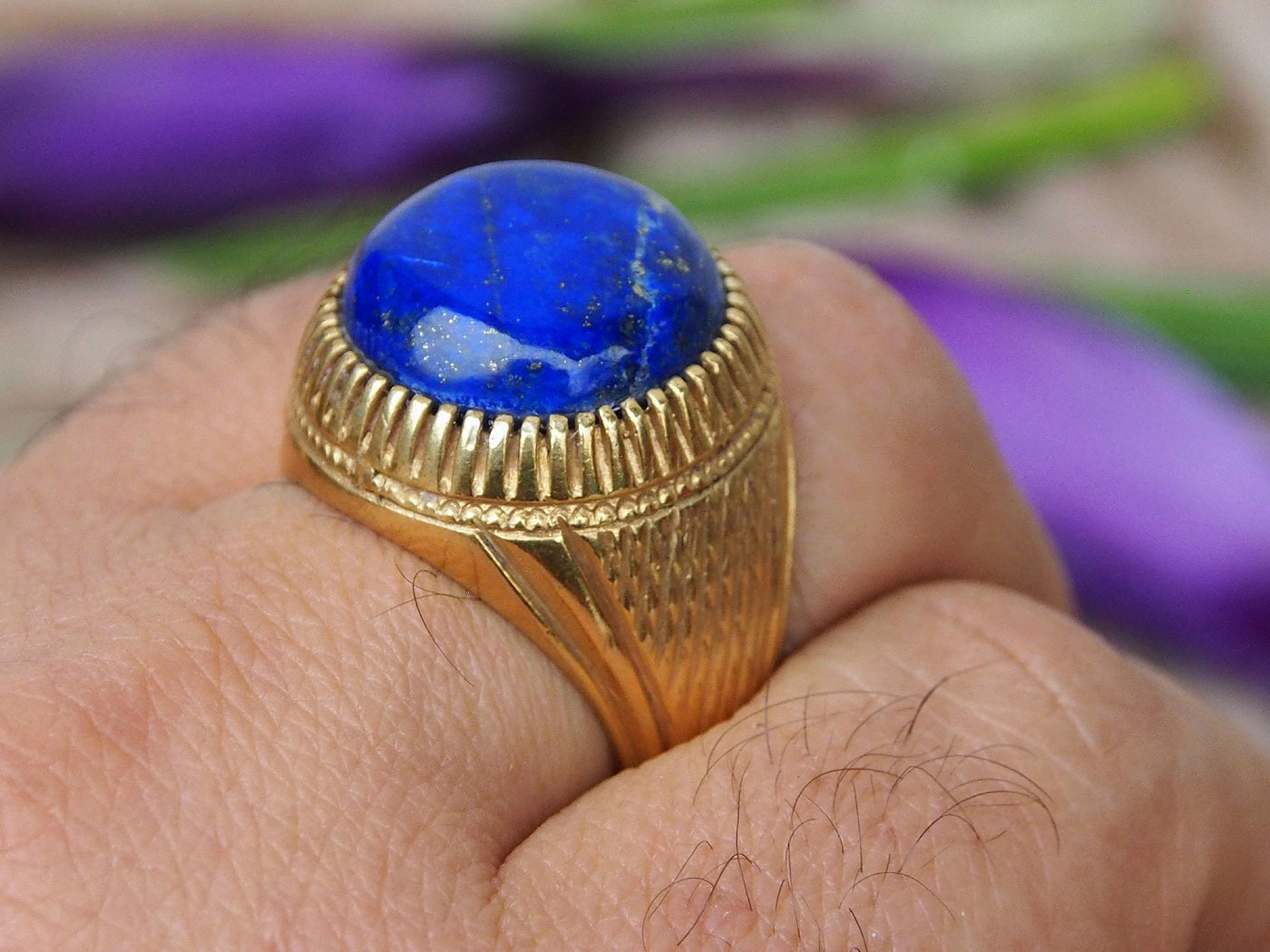 antik orient Massive silber Vergoldet Ring mit Lapis Lazuli statement ring aus Afghanistan Nr-436 Ring Orientsbazar   