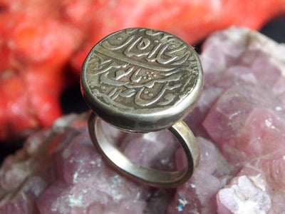 antik orient Massive silber Ring  mit antike islamische arabische silber Münze Afghan statement ring aus Afghanistan  Nr-393 Ring Orientsbazar   