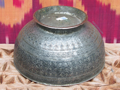 antik Massiv islamische Kupfer verzinnte Kupfer  schale Schüssel gefäß aus Afghanistan  18 / 19. Jh. Jam Nr:47  Orientsbazar   