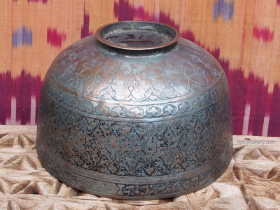 antik Massiv islamische Kupfer verzinnte Kupfer  schale Schüssel gefäß aus Afghanistan  18 / 19. Jh. Jam Nr:21  Orientsbazar   