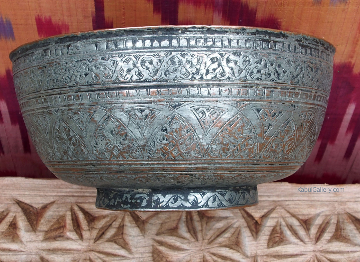 antik Massiv islamische Kupfer verzinnte Kupfer  schale Schüssel gefäß aus Afghanistan  18 / 19. Jh. Jam Nr:9  Orientsbazar   