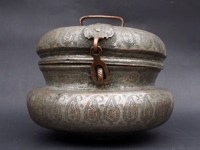 antik Massiv islamische Kupfer verzinnte Kupfer  schale deckel Schüssel gefäß aus Afghanistan  18 / 19. Jh. Jam Nr:KG-12  Orientsbazar   