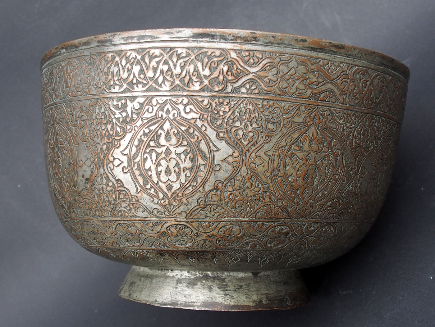 antik Massiv islamische Kupfer verzinnte Kupfer schale  Schüssel gefäß  aus Afghanistan  18 / 19. Jh. Jam Nr:Jam/17  Orientsbazar   