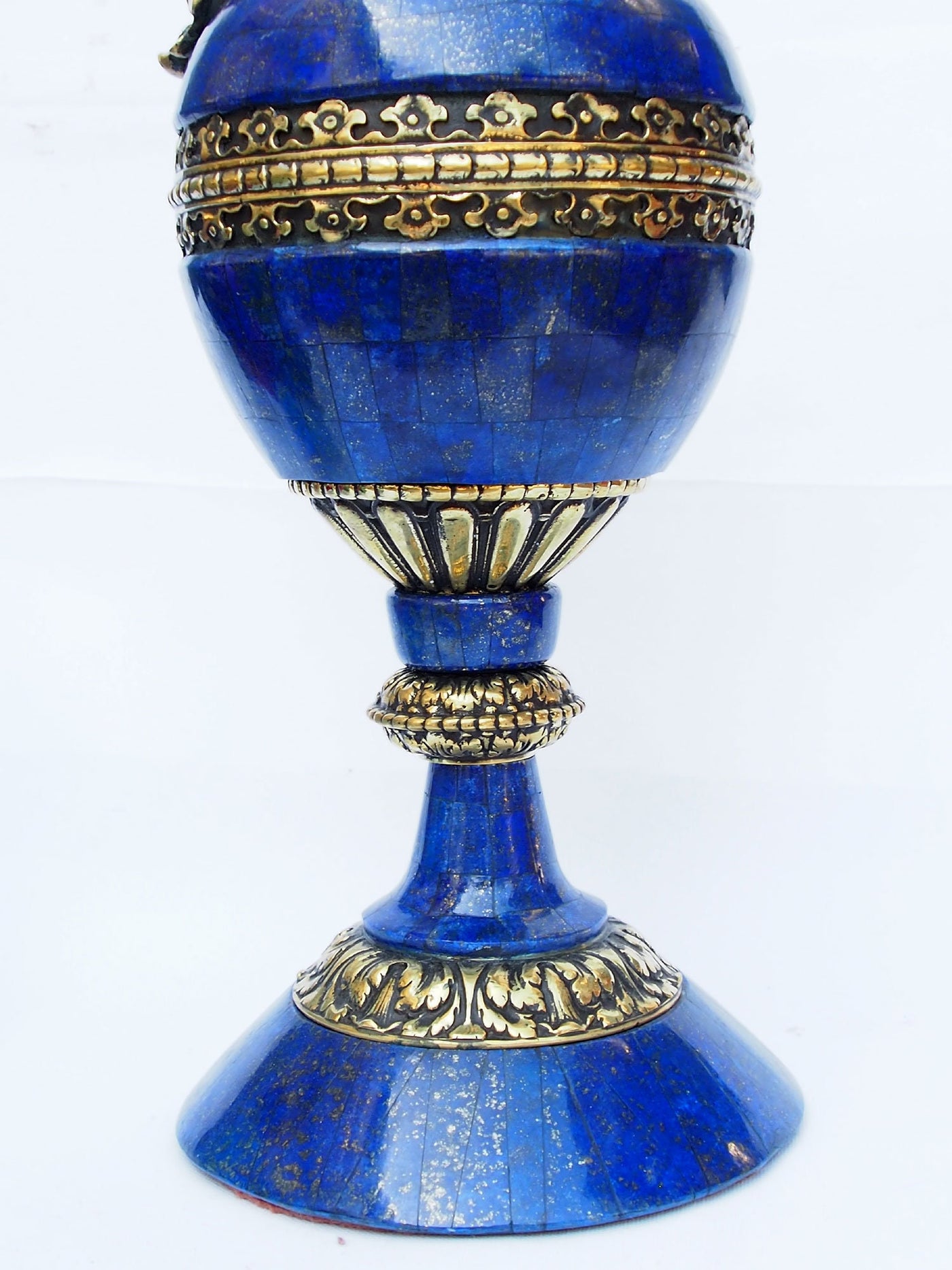 Extravagant Große Royal blau echt Lapis Lazuli - Messing ormolu montiert Vase Prunkvase Krug kerzenhalter aus Afghanistan kerzenständer  Orientsbazar   