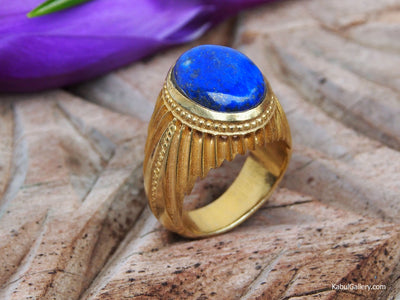 antik orient Massive silber Vergoldet Ring mit Lapis Lazuli statement ring aus Afghanistan Nr-435 Ring Orientsbazar   