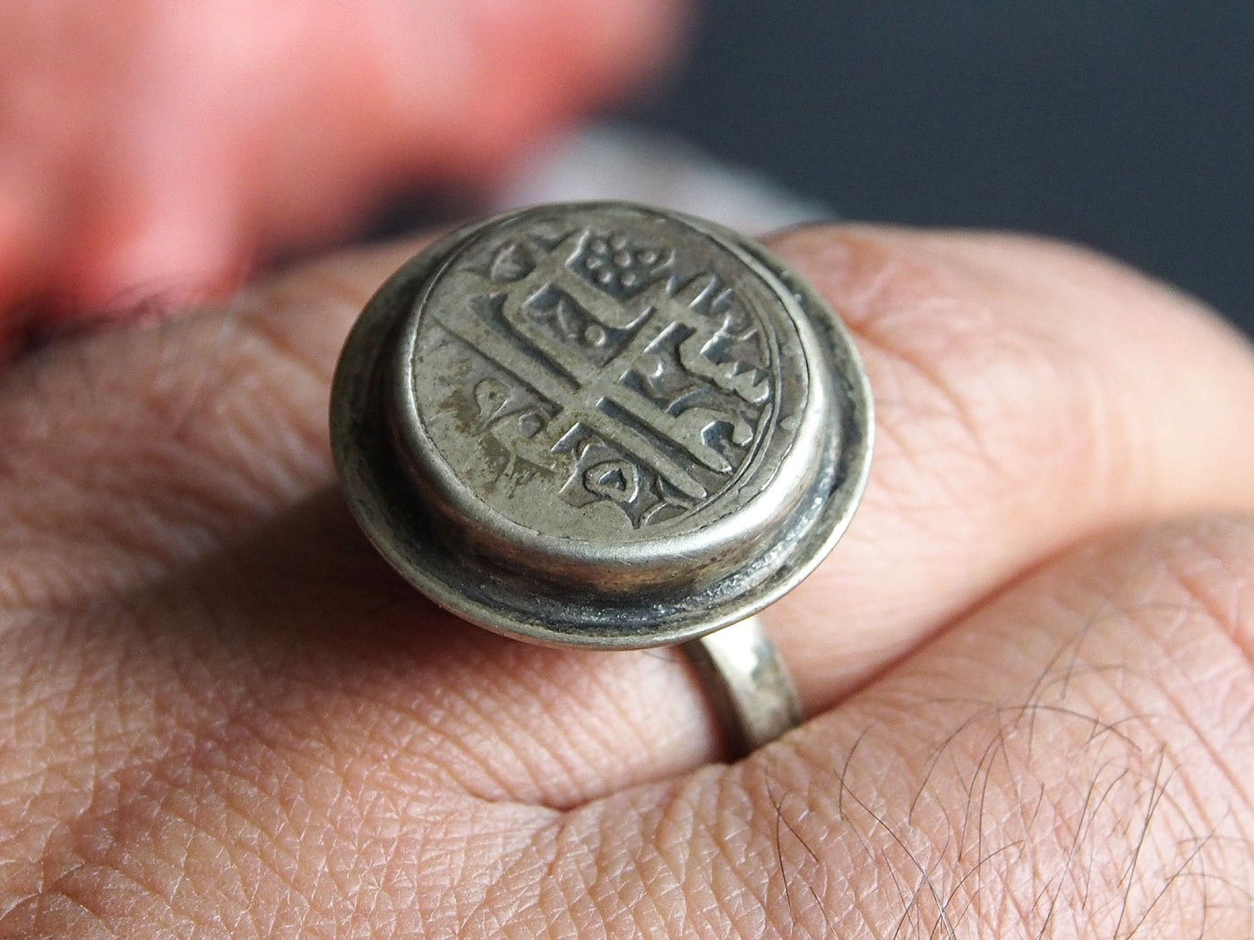 antik orient Massive silber Ring  mit antike islamische arabische silber Münze Afghan statement ring aus Afghanistan  Nr-392 Ring Orientsbazar   