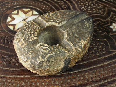 Sehr seltener geschnitzt alabaster Stein Öllampe aus Gazni Afghanistan No: 7  Orientsbazar   