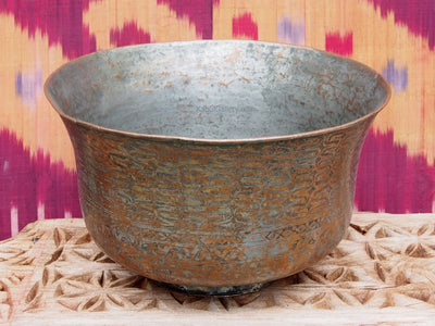 antik Massiv islamische Kupfer verzinnte Kupfer  schale Schüssel gefäß aus Afghanistan  18 / 19. Jh. Jam Nr:11  Orientsbazar   