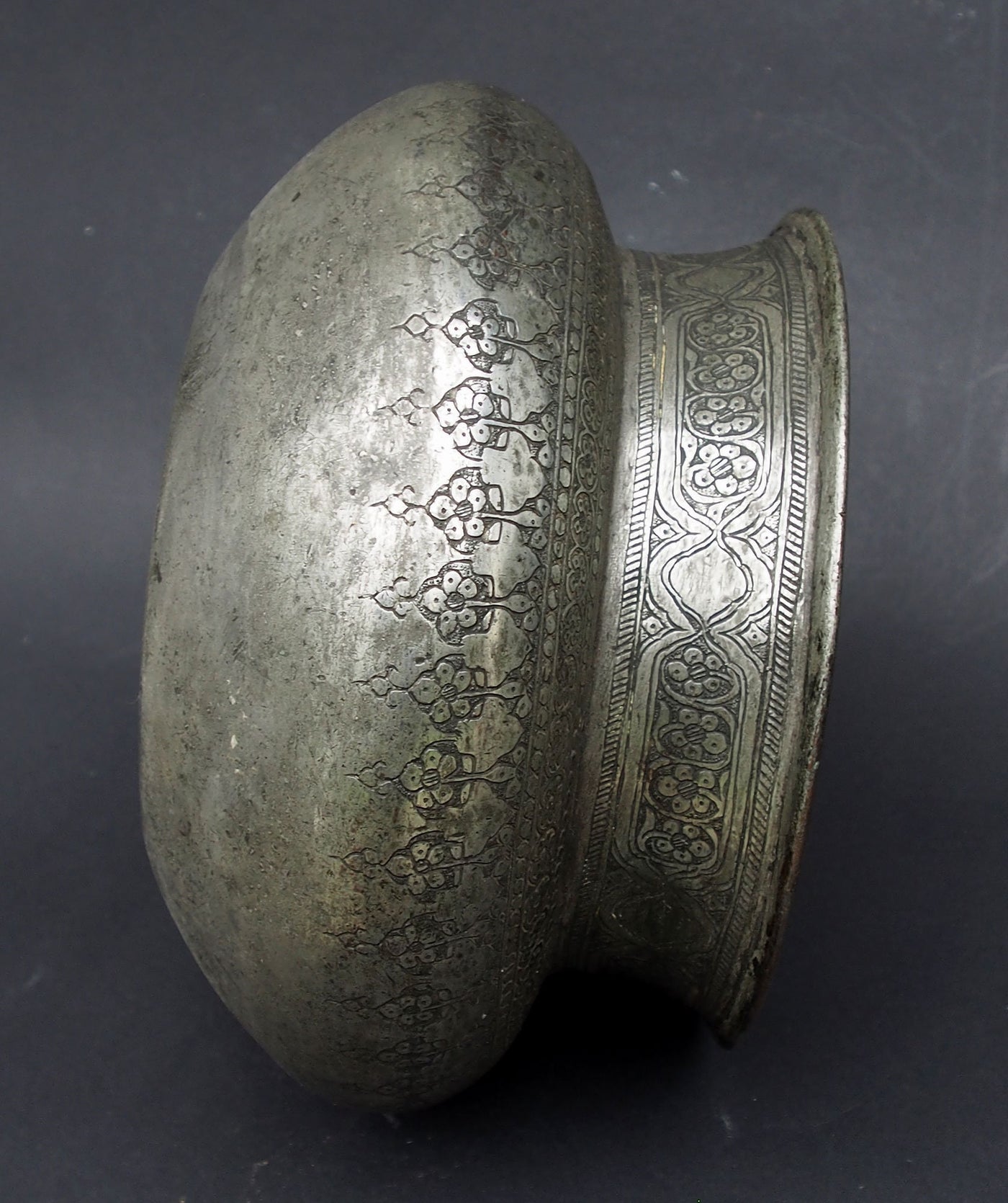 antik Massiv islamische Kupfer verzinnte Kupfer  schale Schüssel gefäß aus Afghanistan  18 / 19. Jh. Tas Nr:32  Orientsbazar   