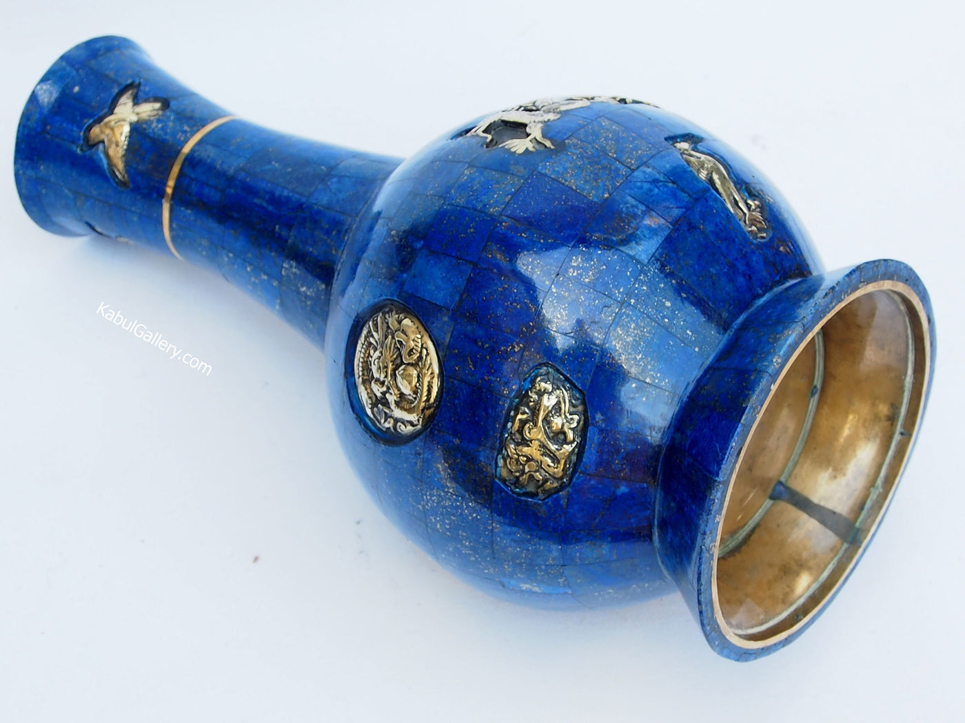 Extravagant Große Royal blau echt Lapis Lazuli - Messing ormolu montiert Vase Prunkvase Krug  aus Afghanistan Nr:18/1  Orientsbazar   