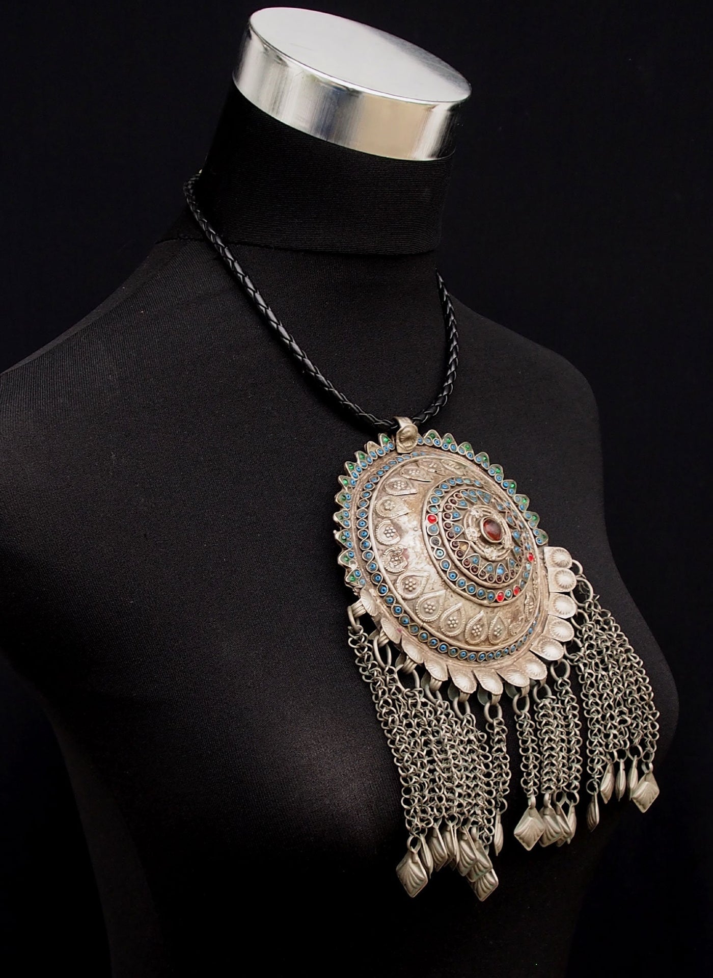 Antique very long nomad silver necklace pendant tassel Nuristan Swat V –  Orientsbazar