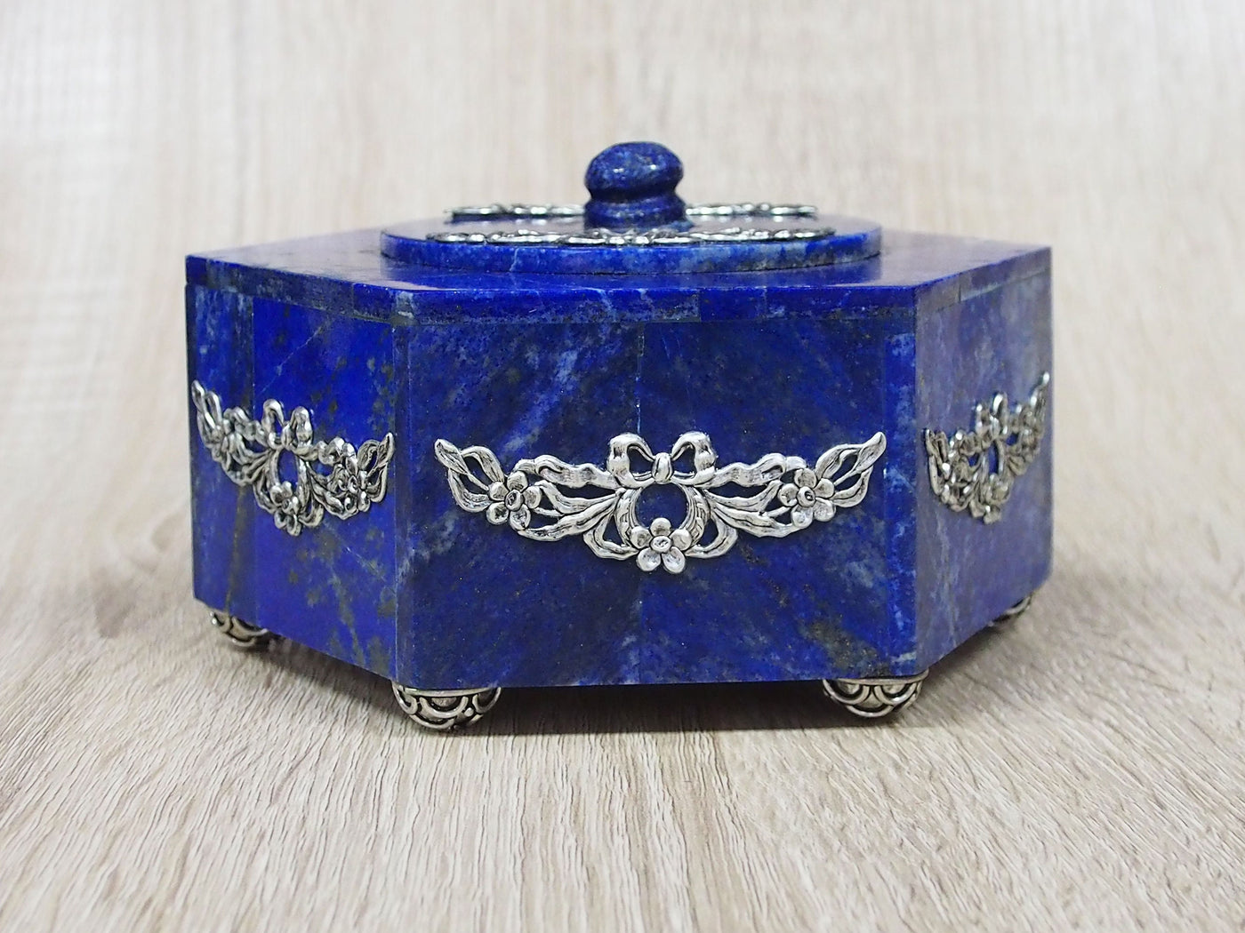 Extravagant Royal blau echt Lapis lazuli oktogon büchse Schmuck Dose schatulle Box  Weihrauch-Gefäß aus Afghanistan Nr-22  Orientsbazar   